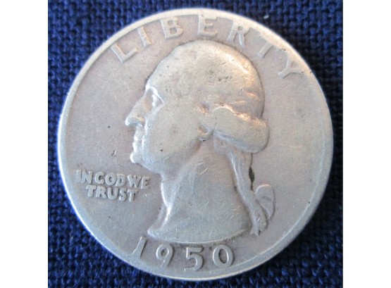 1950P Authentic WASHINGTON Quarter SILVER $.25 United States
