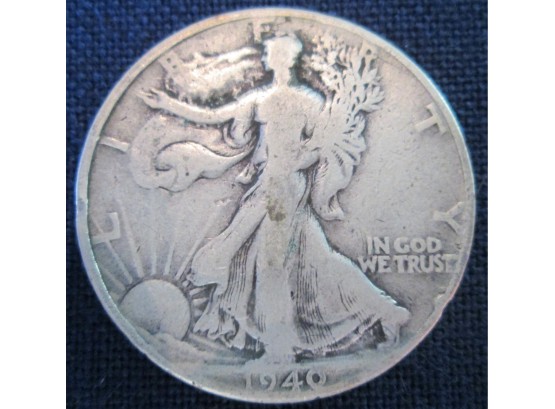 1940P Authentic WALKING LIBERTY SILVER Half Dollar $.50 United States
