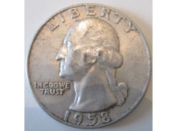 1958D Authentic WASHINGTON Quarter SILVER $.25 United States