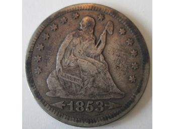 1853P Authentic SEATED LIBERY Quarter $.25 United States