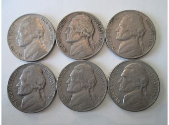 SET 6 COIN LOT! 1947PDS & 1948PDS Authentic JEFFERSON NICKELS $.05 United States