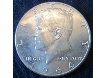 1964P Authentic KENNEDY SILVER Half Dollar $.50 United States, Brilliant Uncirculated