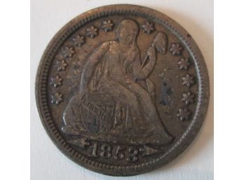 1853P Authentic SEATED LIBERY DIME SILVER $.10 United States