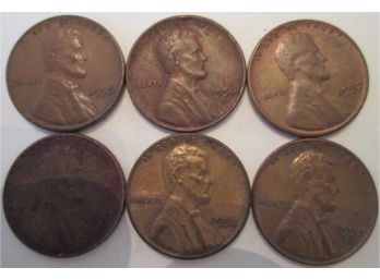 SET 6 COINS! 1956PD, 1957PD & 1958PD Authentic LINCOLN CENTS $.01 United States