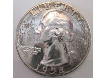 1958P PROOF Authentic WASHINGTON SILVER QUARTER DOLLAR $.25 United States