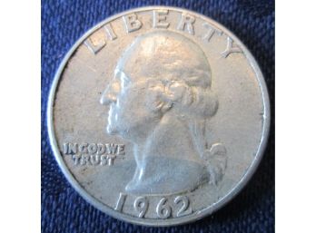 1962P Authentic WASHINGTON Quarter SILVER $.25 United States