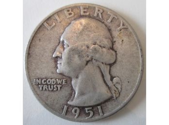 1951P Authentic WASHINGTON Quarter SILVER $.25 United States