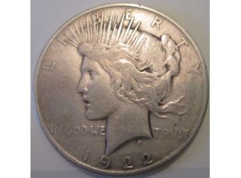 1922D Authentic PEACE SILVER DOLLAR $1.00 United States