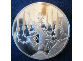 1973 Authentic FRANKLIN MINT, HANNUKAH COMMEMORATIVE DOLLAR Size STERLING PROOF