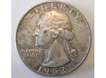 1952D Authentic WASHINGTON Quarter SILVER $.25 United States
