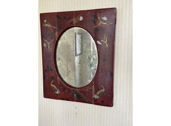 Antique Wood Hand Painted Japanese Wood Mirrors
