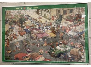 Rare Michael Kichka And I Love New York Framed Poster Signed By The Artist