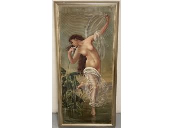 Large Antique Nude Painting Framed And Signed