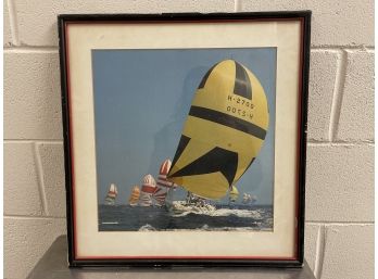 Vintage Photograph Print Of Yacht Sailboat Racing