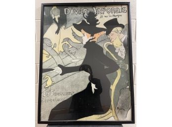 Vintage Toulouse Lautrec Lithograph Or Poster Framed Divan Japonais