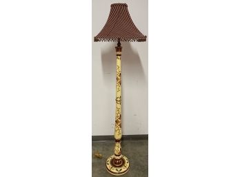 Vintage Wood Hand Painted Floor Lamp