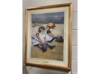 Mary Cassatt Children Playing On The Beach Framed Print