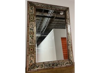 Vintage SHEHADI NYC Reverse Hand Painted Glass Panel Wall Mirror