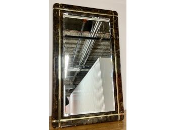 Vintage Modern Faux Marble And Brass Large Autumn Guild Wall Mirror