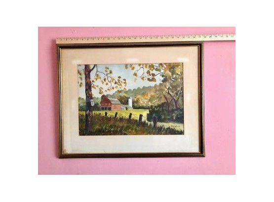 Vintage Signed 'Ebbefeld' Watercolor-Country Scene-Ernest Ebbefeld Listed Artist