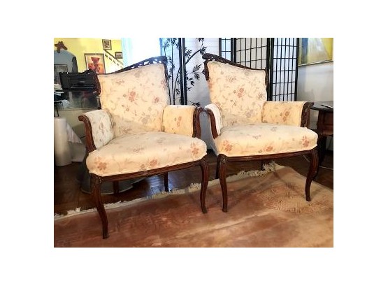 Vintage Pair Of Fireside Armchairs