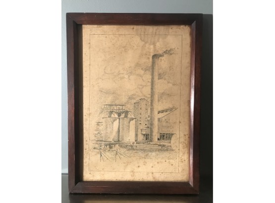 Vintage Industrial Drawing Or Lithograph Print Signed Asprooth 36