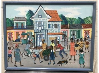 Vintage Haitian Painting Framed And Signed