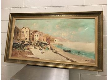 Vintage Large Oil Painting On Canvas Signed Barelli
