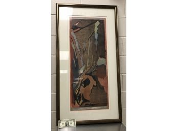 Mixed Media Abstract Painting Signed N. Zirin 80 Framed