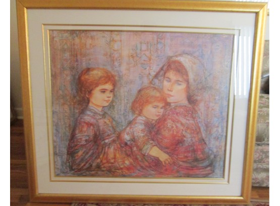Framed Artwork: EDNA HIBEL, 'FAMILY By The ZUIDER ZEE, Limited Edition, #993 Of 1500