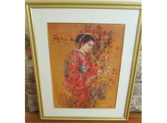 Framed Artwork: EDNA HIBEL, 'From Golden Fields,' Large 36' X 29' Size