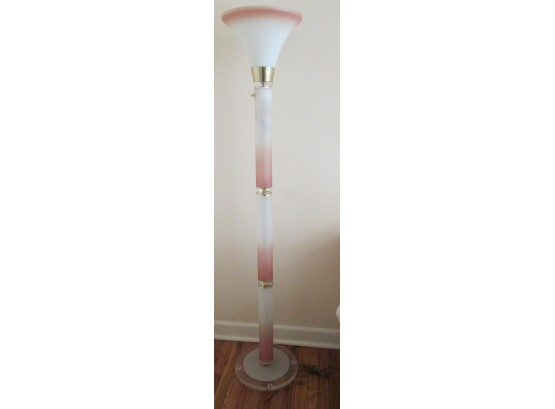 Vintage OMBRE LUCITE Plastic FLOOR LAMP, GLASS Shade, Circa 1990s
