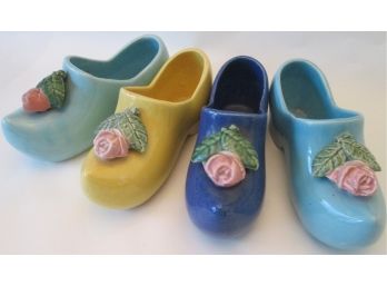 SET Of 4! Vintage McCOY AMERICAN ART Pottery, Dutch Shoe Planters, Made In USA