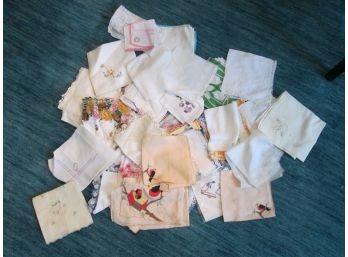 LARGE Lot Of Vintage HANKIES: Lace, Cotton. Sheer, Embroidery, Printed