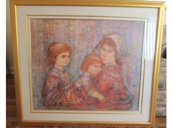 Framed Artwork: EDNA HIBEL, 'FAMILY By The ZUIDER ZEE, Limited Edition, #993 Of 1500