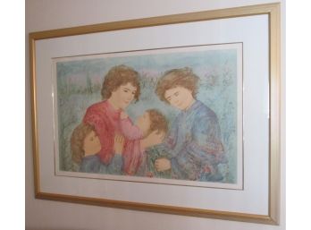 Framed Artwork: EDNA HIBEL, WOMEN With CHILDREN, Extra Large 60' X 44' Size