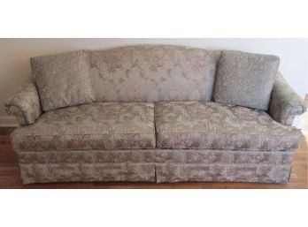 THOMASVILLE  Camel Back Sofa, Brocade Upholstery, Pillows & Arm Covers Included