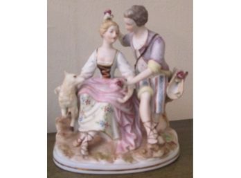Vintage OCCUPIED JAPAN Figurine, Finely Detailed 2 People, With Attached Base