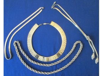 SET Of 4! Vintage Costume NECKLACES, Gold Tone With Chains