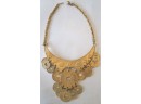 Signed  EARlY  'KENNTEH LANE', Vintage Faux COIN NECKLACE Adjustable Choker Length, Gold Tone Finish