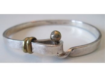 Vintage LOOP STYLE BRACELET, STERLING .925 SILVER & GOLD Trim, Made In MEXICO