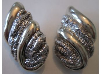 Signed 'ZU,' Vintage Matched Pair CLIP EARRINGS, STERLING .925 SILVER