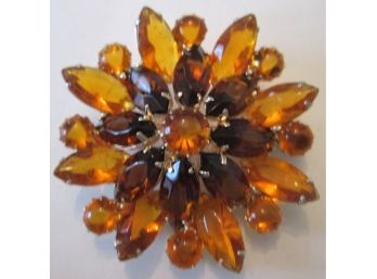 Vintage WEDDING CAKE BROOCH PIN, AMBER Color Stones, Fabulous