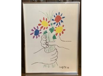 'hands With Flowers' Picasso Lithograph  Framed