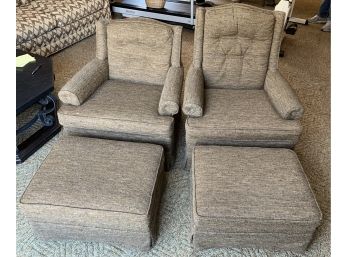 Scarce Find!  His & Hers Chairs & Ottomans