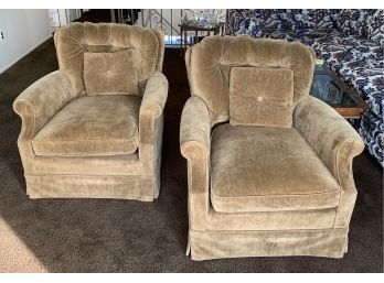 Vintage Matched Pair Of Flared Arm Chairs