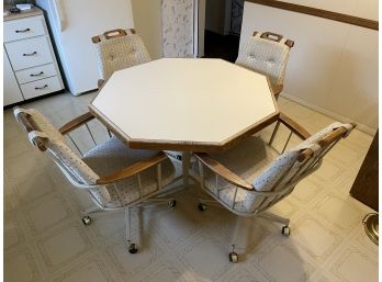 Vintage 1980'S   Octagon Shape Kitchen Table And 4 Chairs