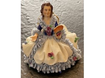 Antique Lady With Fan Dresden Germany Figurine