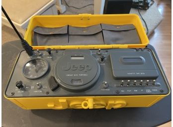 Vintage Jeep Yellow Tool Box CD Cassette Portable Radio