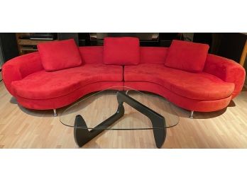 Vintage Modern 2 Piece Curved Sofa With Aluminum Or Chromed Steel Legs